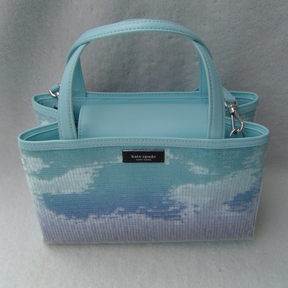 NEW AUTHENTIC KATE SPADE SAM ICON BLUE OMBRE SEQUIN SMALL TOTE #KC238